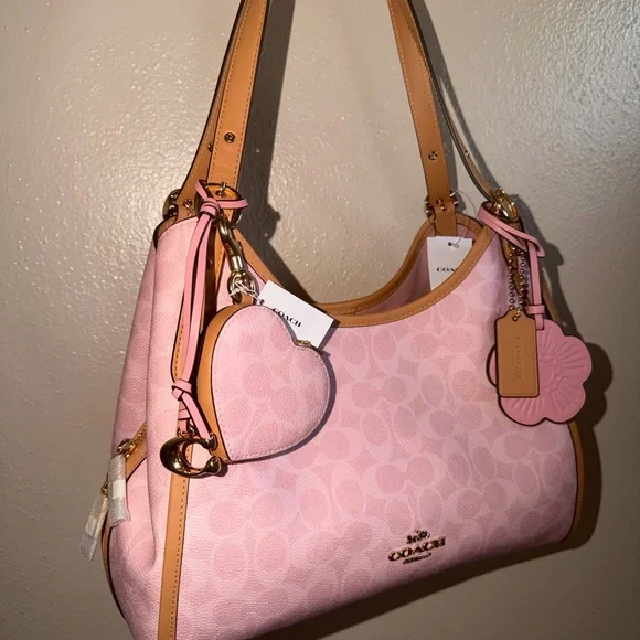 COACH Pink Powder Erin Signature Canvas Hobo Shoulder Bag - Picture 6 of 9